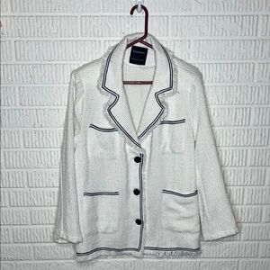 Bloomchic White and Black Blazer with Minimalist Design